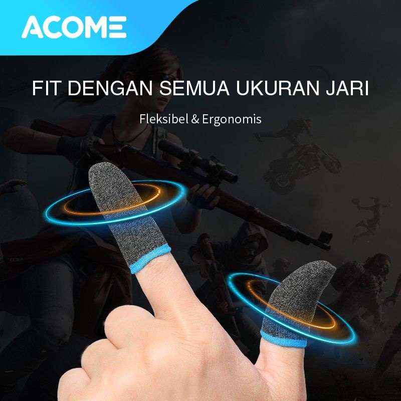 ACOME Finger Sleeve Sarung Jari Jempol 1 Pasang Game Mobile PUBG Controller Touch