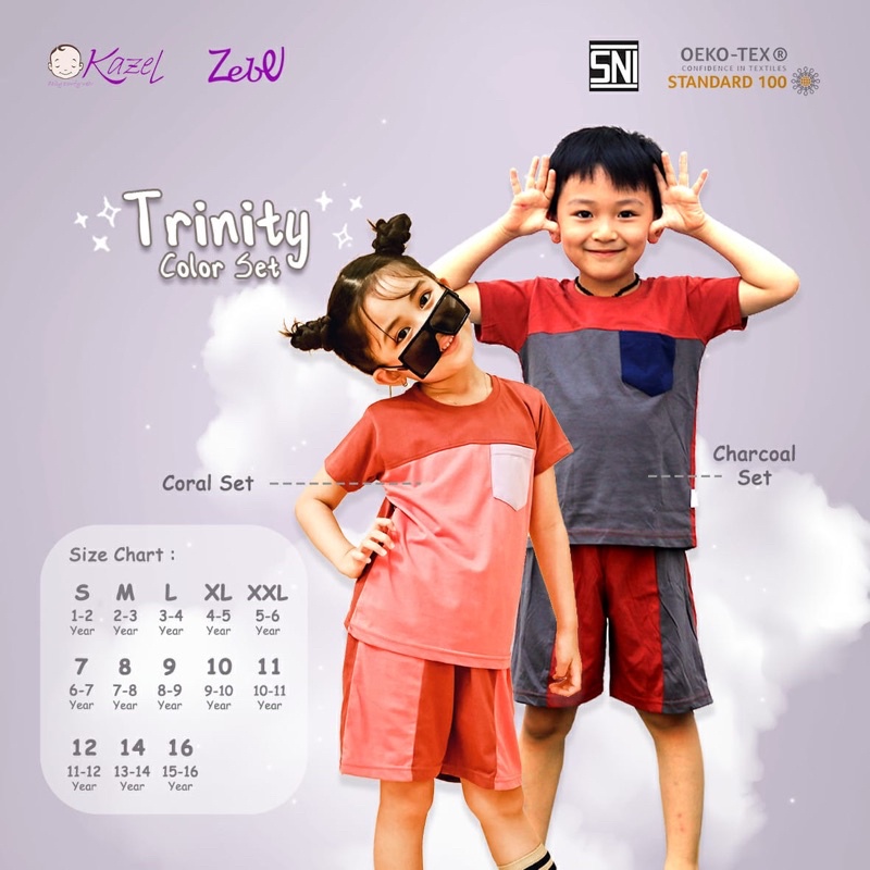 Kazel x Zebe Trinity Set BIg SIze 7-10 tahun/ Setelan anak Murah