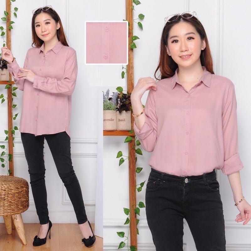 PROMO KEMEJA/ATASAN/BLOUSE RAYON TWILL POLOS JUMBO