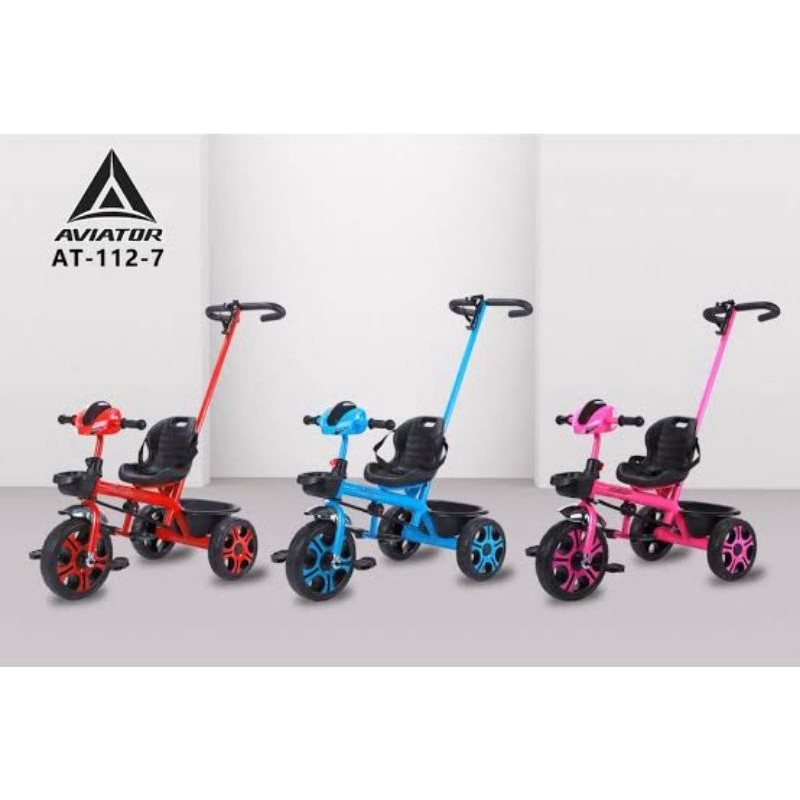 Sepeda Anak Bayi Balita Dorong Roda 3 Tricycle Aviator AT112-7 Music Light Ban Eva By Pacific-4