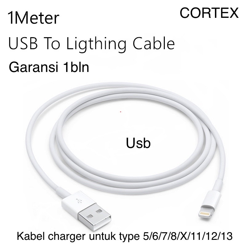 CORTEX - USB TO LlGHTNING / Kabel Data / kabel Charger / Cable / 1Meter / 2Meter