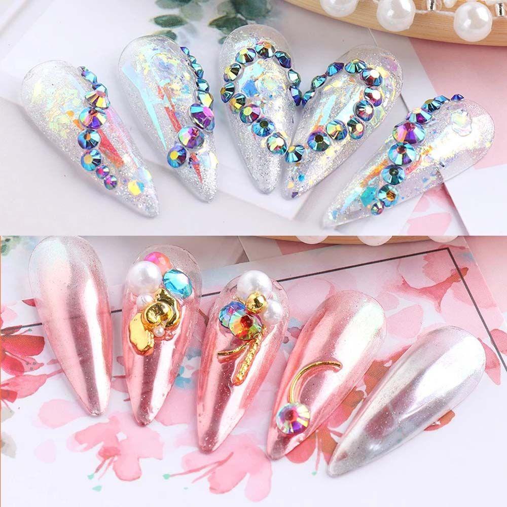 AUGUSTINA Agustina Nail Art Rhinestones Akrilik Berlian Tidak Teratur Manik-Manik Datar Kembali Perhiasan Kristal DIY Dekorasi Nail Art