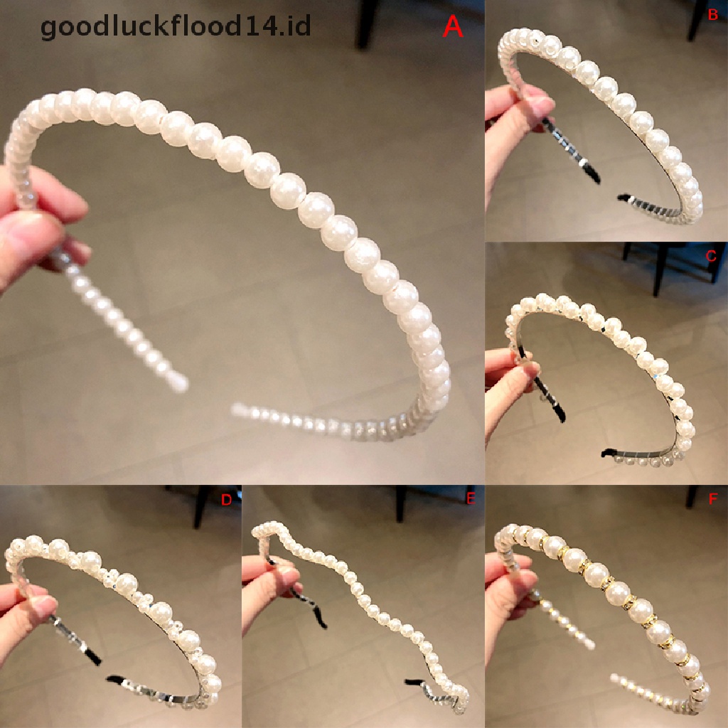 [OOID] Punk Women Pearls Simple Hairbands Sweet Headband Hair Hoops Holder Head Band ID