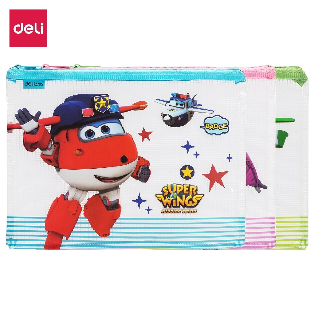 

Deli Super Wings File Bag bahan PVC 0,2MM + 0,5mm nilon mesh A5 12 lembar 3 warna EZ70502