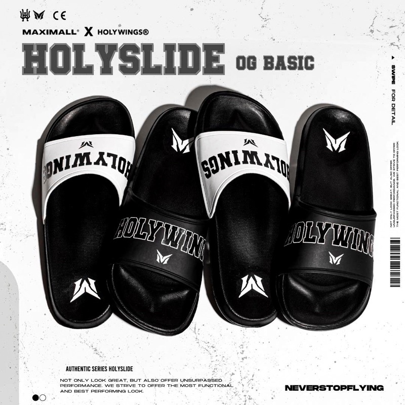 Sandal Slide Pria Wanita Slip On Ringan Anti Slip Selop Maximall X Holywings OG-01 Black & White Ser