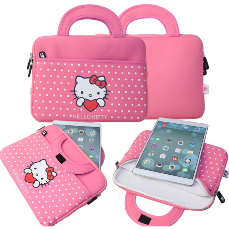 Tas Laptop Ukuran 10.5inci Motif Hello Kitty Warna Pink