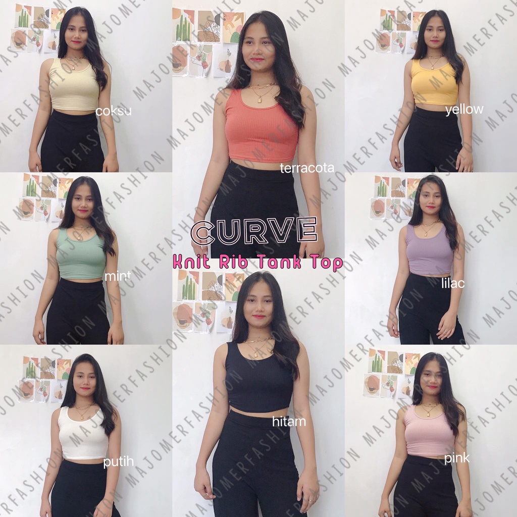 MAJOMER ® | CURVE KNIT RIB TANK TOP - CROP TOP KOREA