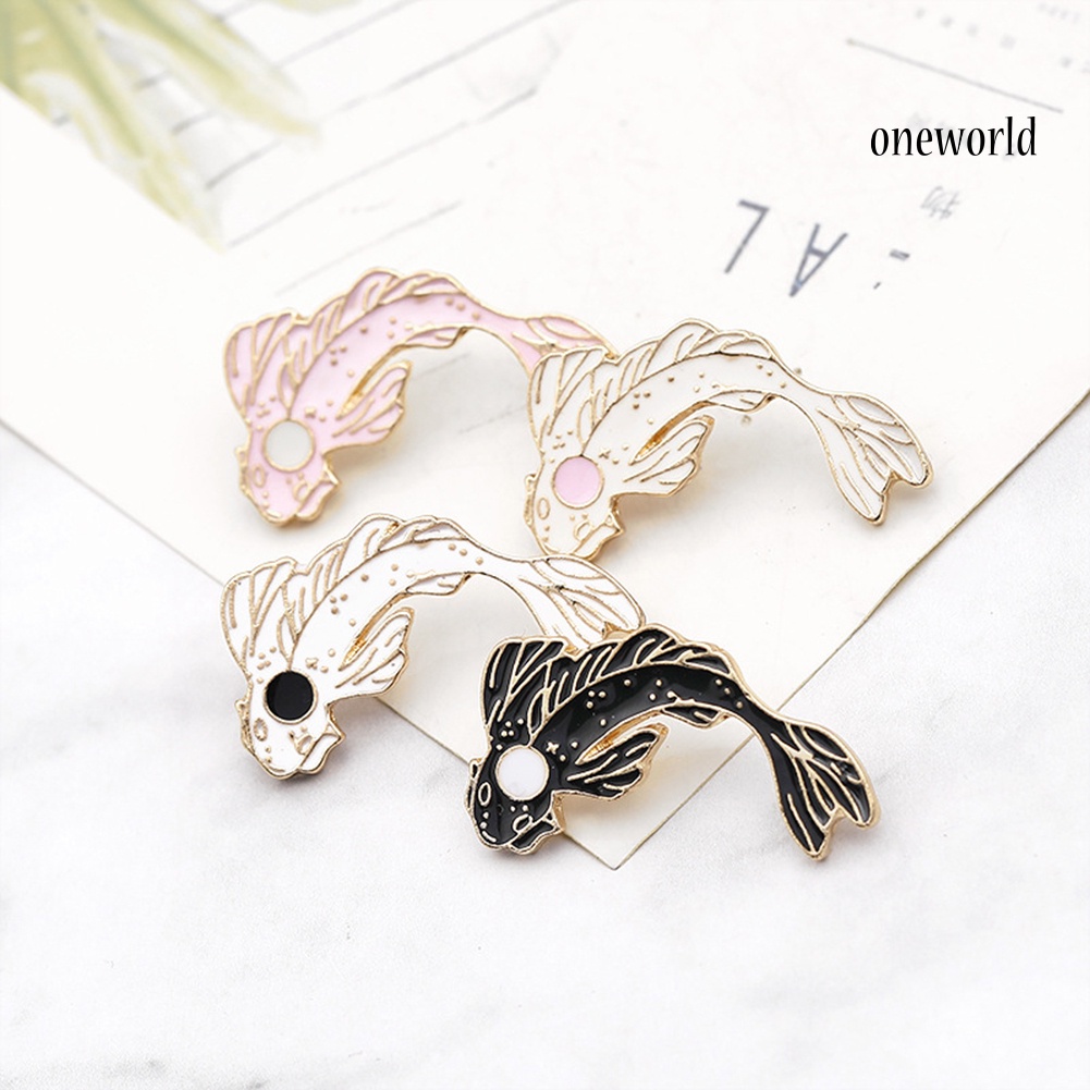 OW@ Unisex Cartoon Goldfish Carp Fish Enamel Brooch Pin Bag Badge Accessory Gift