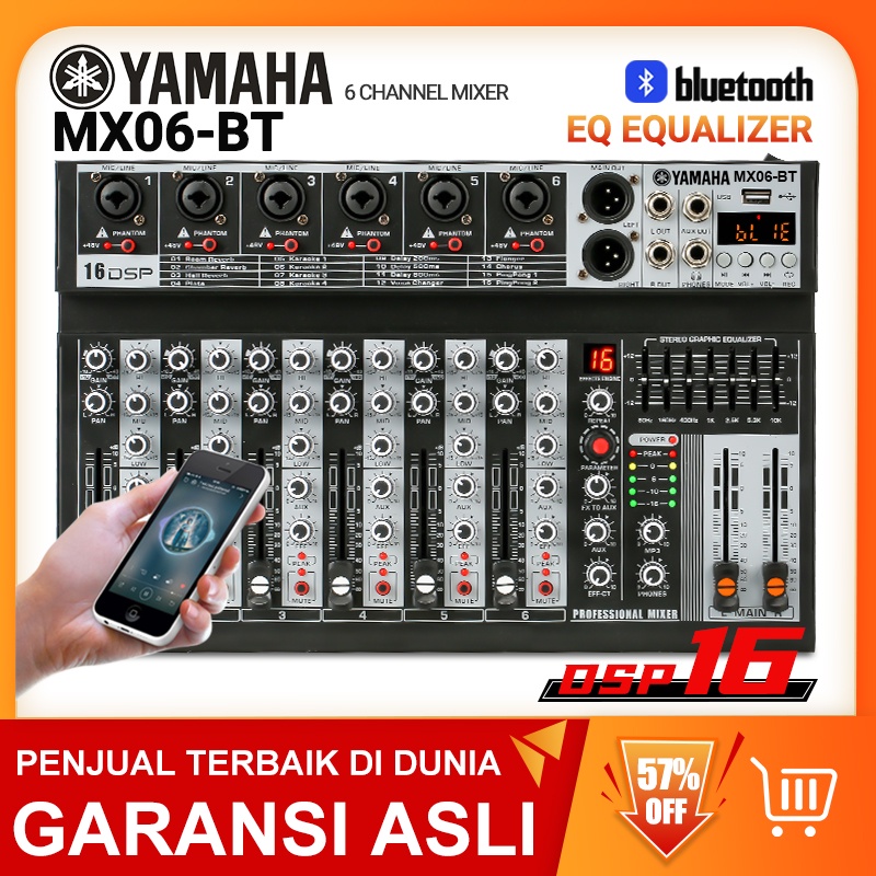 Konsol pencampuran profesional  MX06BT 6 saluran built-in EQ 16DSP Mode pemutaran Bluetooth/USB/PC/MP3 EQ/instrumen perekaman built-in, peralatan mixing, tur peralatan DJ langsung