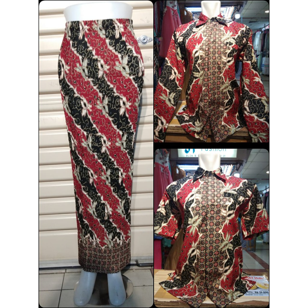 Setelan Couple Kemeja Batik Pria Dan Bawahan Kebaya Rok Plisket Wanita (4)