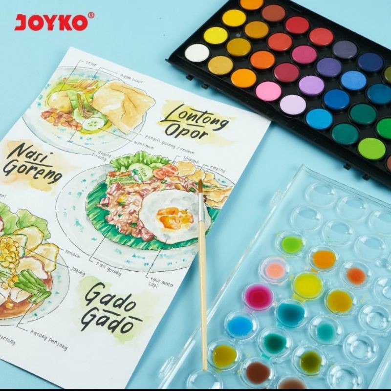 JOYKO WATERCOLOR SET 48 COLORS - COLOUR SET CAT AIR WC-3-48 WARNA