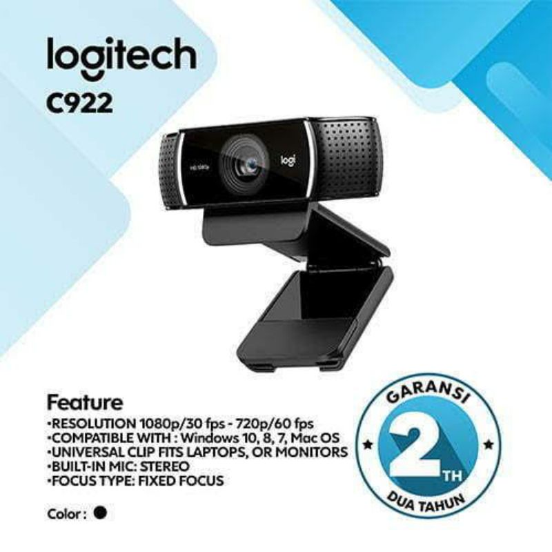 Webcam Logitech C922 Pro- Free Tripod