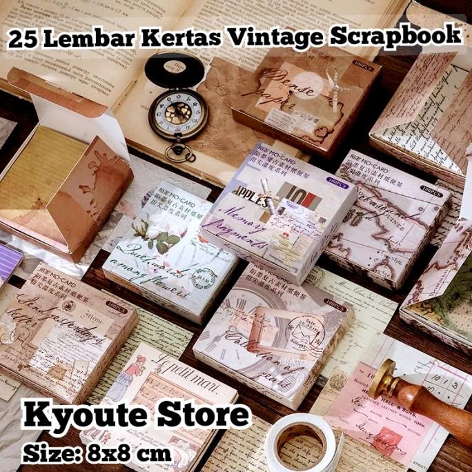 

Diskon 25 Lembar Kertas Dekorasi Scrapbook Retro Vintage Journal DIY Bujo Diskon