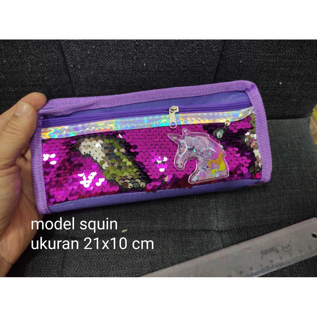 

tempat pensil kain squin payet pony ko beny dua sleting