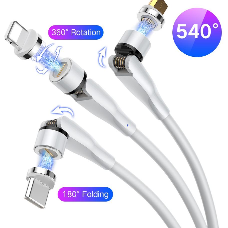 {SMD.15Jl22ᵂ} kabel charger magnet rotasi 540 bisa data, fast charger premium 7 pin