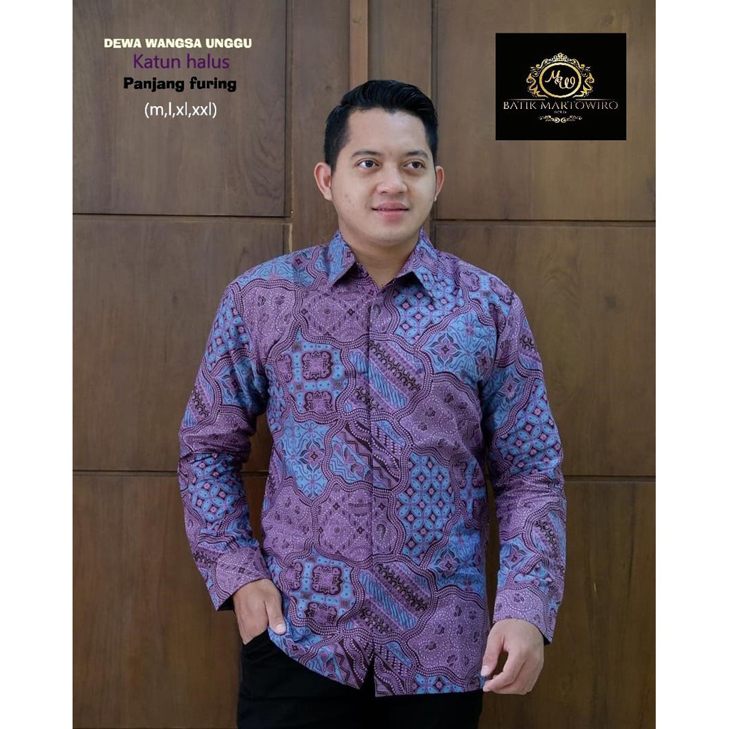 DEWAWANGSA DEWA WANGSA UNGU Atasan Kemeja Batik Pria PREMIUM Lengan Panjang Katun Halus FULL FURING  Batik Asli Solo Premium Quality