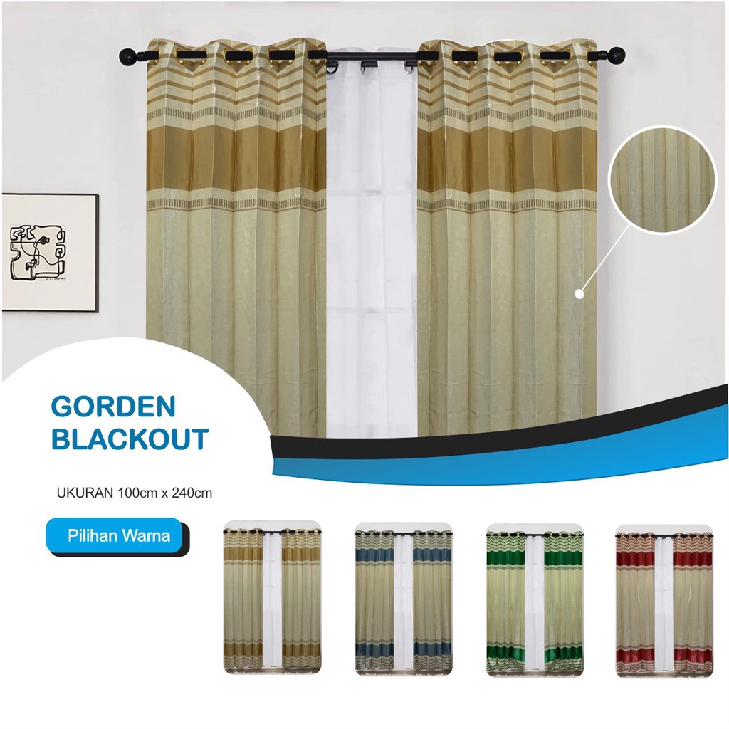 Gorden Blackout Garis Emboss Minimalis Tebal dan Mewah / Gordeng Hordeng Korden Tirai 100% Blackout Stripe