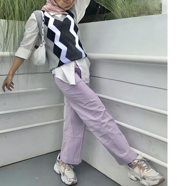 ▲ (New)Rompi Rajut Vest V neck ,kemeja brokenwhite puffy/Hoondstooth vest/Retro/Vintage/fashion ★