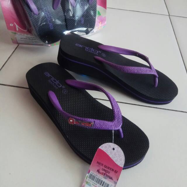  SANDAL  ANDO  NICE QUEEN 02 HITAM UNGU  SIZE 37 40 Shopee 