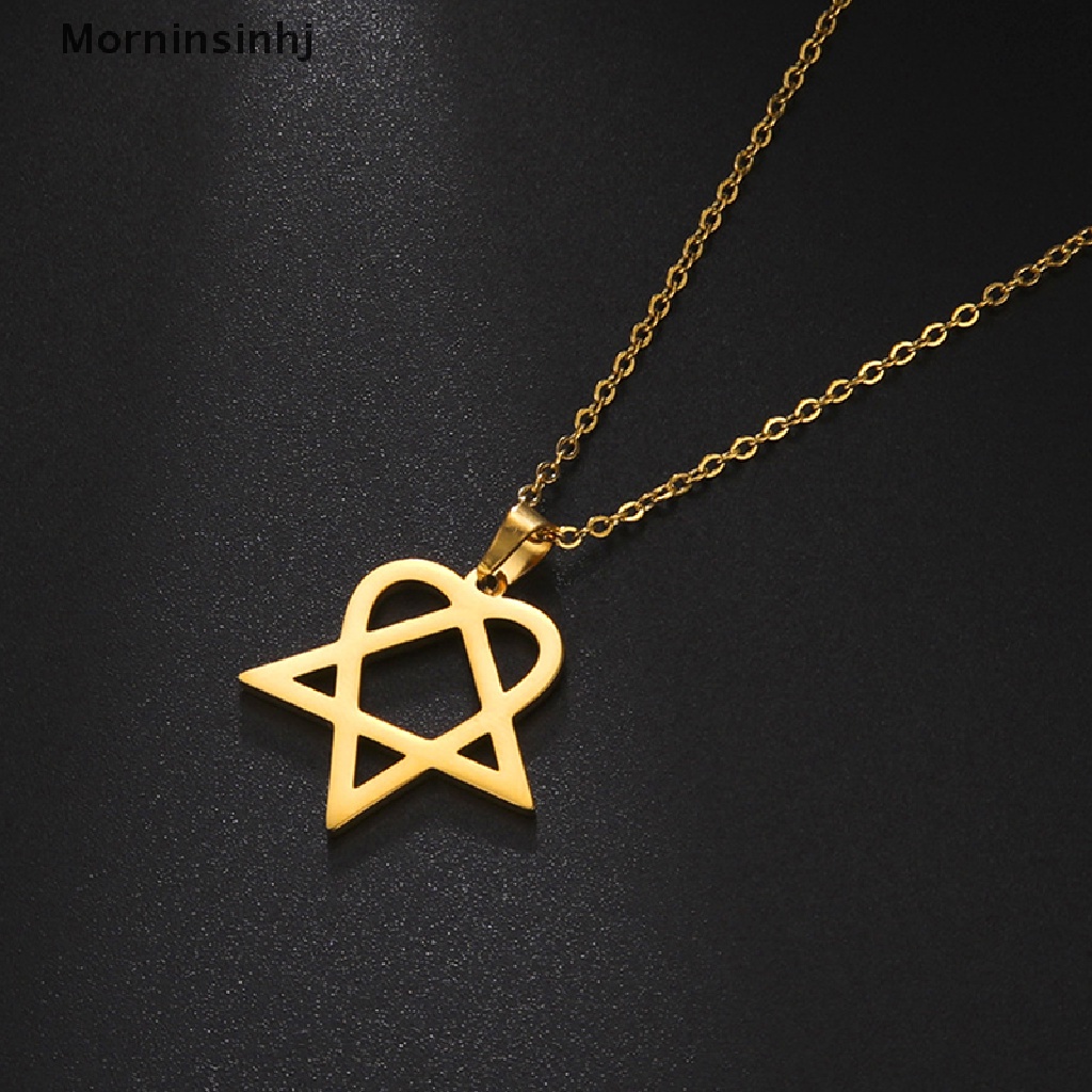 Mornin Klasik Sederhana Heartagram Bintang Hati Anti Karat Liontin Kalung Perhiasan id