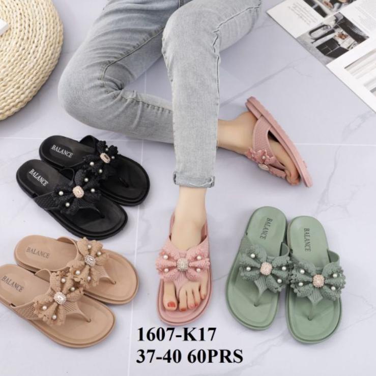"NZ.02Jl22ι" sandal balance 1607 PITA MUTIARA - sandal jepit wanita motif pita mutiara