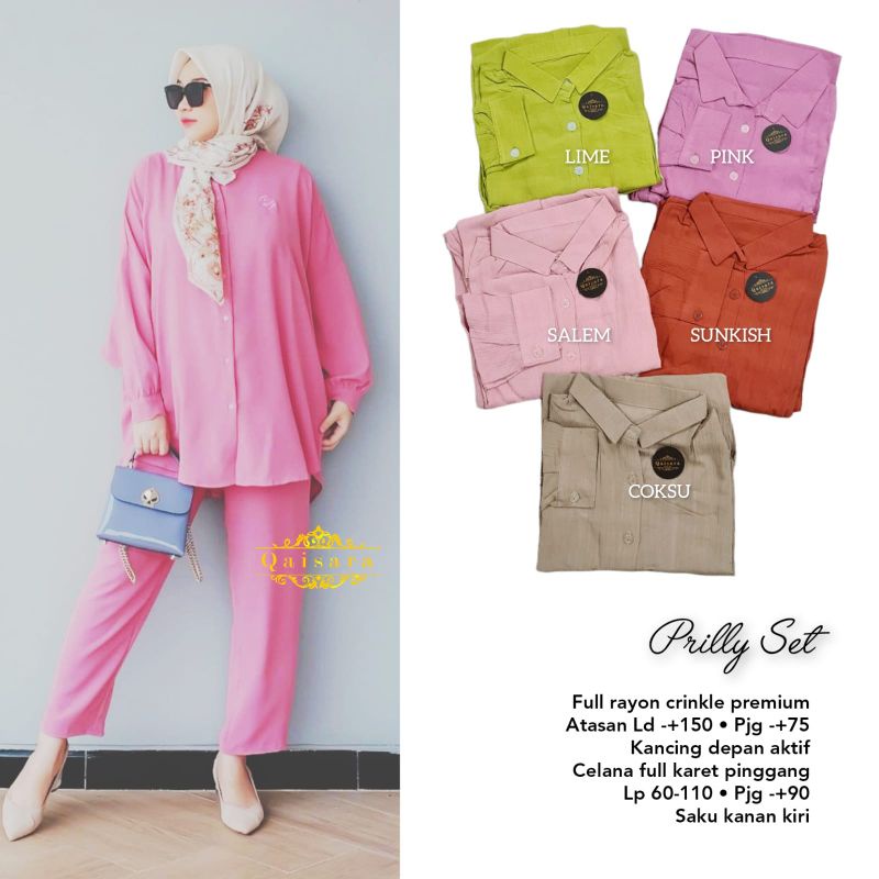 Setelan Wanita Prilly Set Bahan Rayon Crinkle Premium