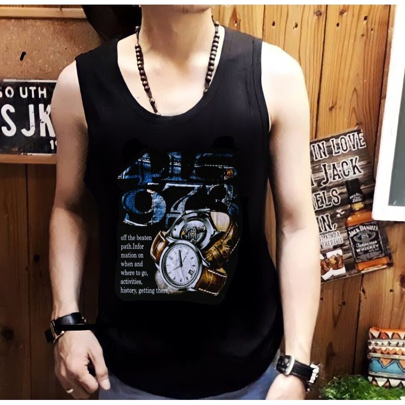 bisa COD-singlet Time size ML,XL kaos dalaman pria kaos keren pria kaos distro kaos bandung singlet terlaris-Covid.Fashion