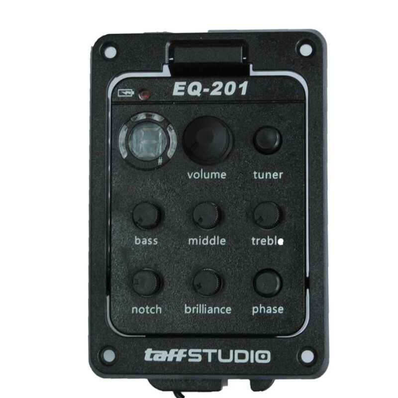 TaffStudio Fishman Premp Amplifier Gitar EQ Tuner - EQ-201 - Black