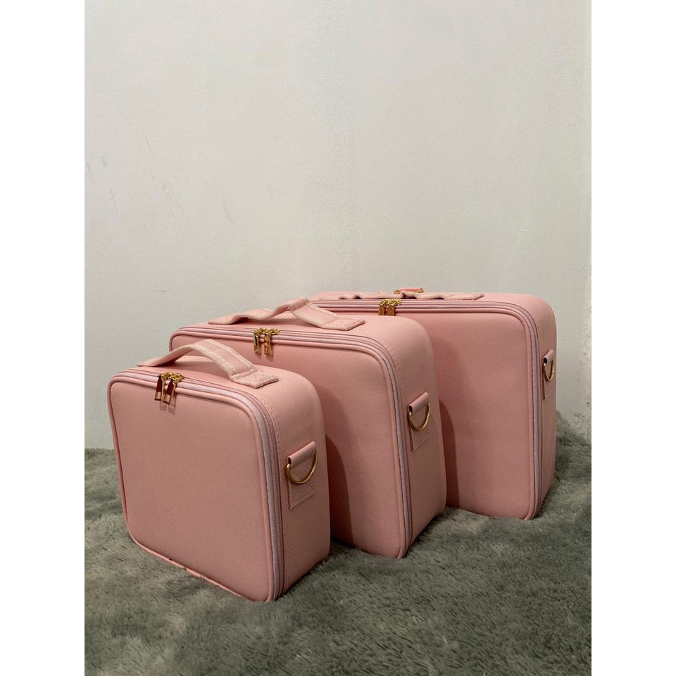 New Arrival Tas kosmetik PU Soft Pink Tas Make up Beauty Case