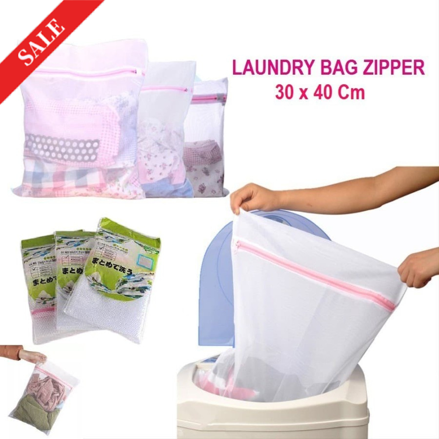 Keranjang Baju Kotor Tas Laundry Bag Jaring Zipper