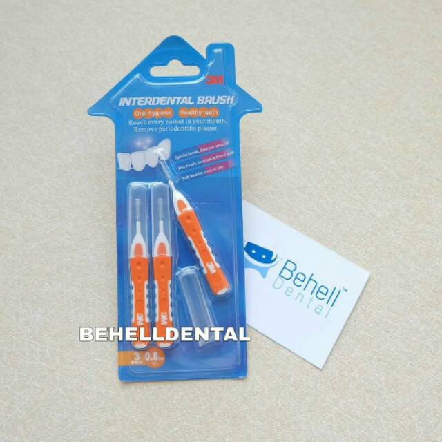 Sikat Sela Celah Behel Gigi Gusi 3M ORANGE Interdental Brush 0.8 mm Size SS ORENS Tusuk Dental Floss  SIKAT SELA GIGI BEHEL 3M PINK HIJAU ORENS Size SSS 0.7 SS 0.8 S 1.0 - Interdental Brush Ortho - Tusuk Celah Dental Floss Kawat Gusi - Tooth Brush ORI