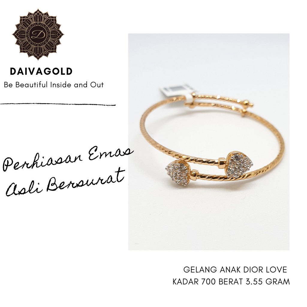 Gelang Anak Emas Asli Dior Love Kadar 700