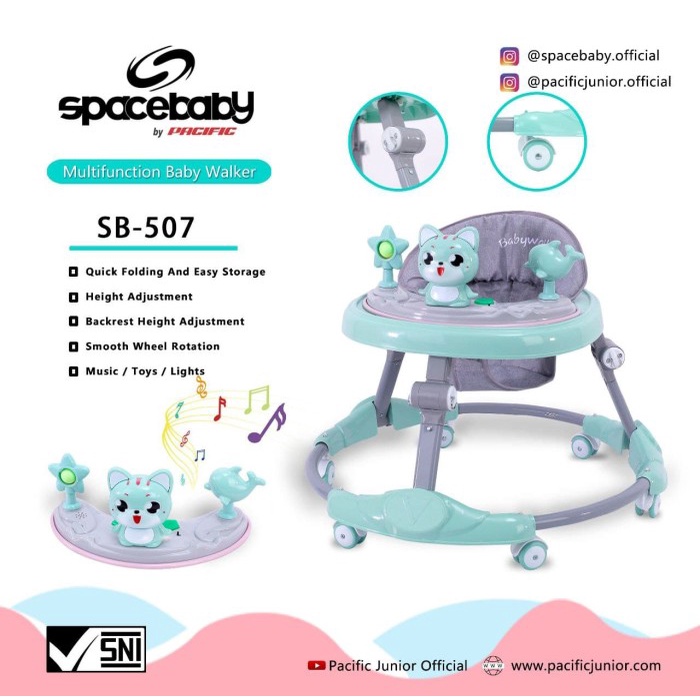 Alat Bantu Jalan Baby Walker SPACEBABY SB 507 Musik Mainan Lampu