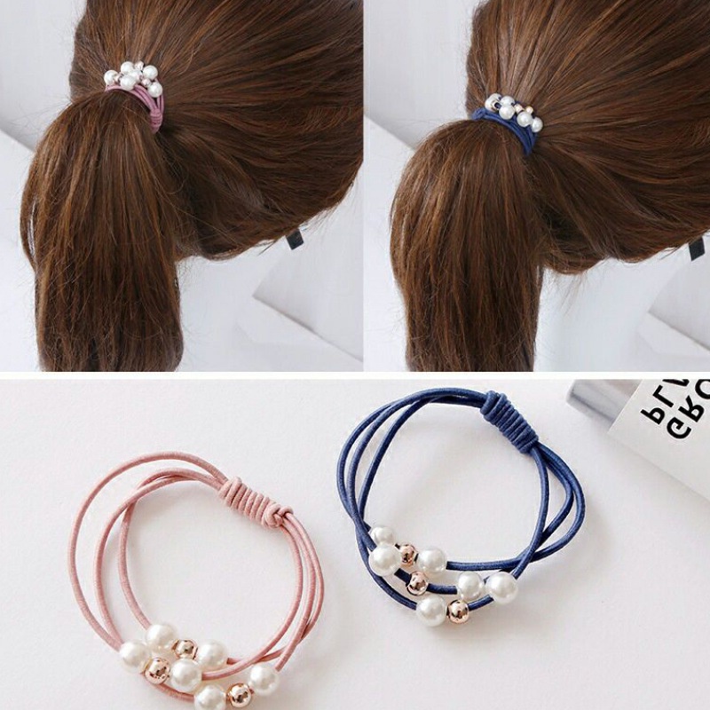 OVERFLOWS.ID Acrylic Bead Hairtie Ikat Tali Rambut Mutiara Ala Korea Jepit Rambut Lucu