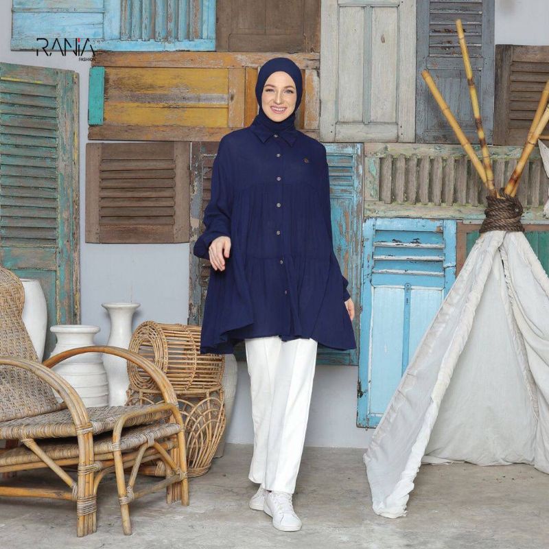 Atasan wanita Tunik polos rayon Crinkle Julia