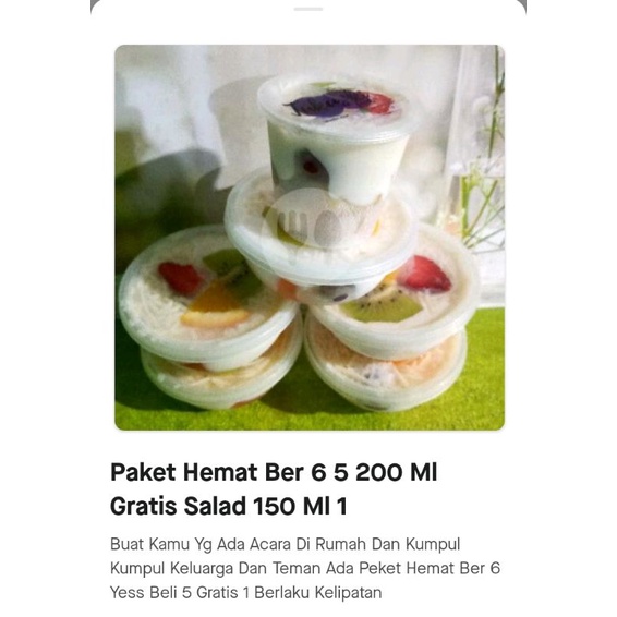 

paket hemat ber 6 5 salad 200 ml free 1 salad 150 ml