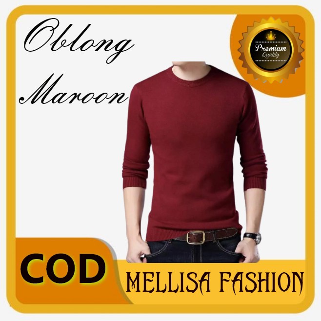SWEATER RAJUT OBLONG POLOS  TEBAL / Sweater pria kekinian