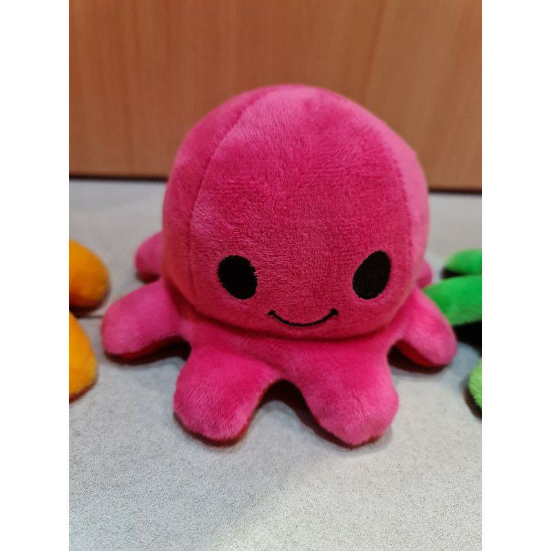 Boneka cumi octopus ekspresi emoticon reversible 2 muka bisa bolak balik cotton ball