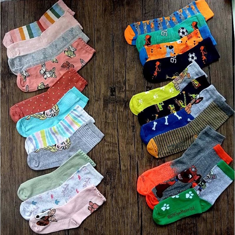 kaos kaki anak karakter lucu panjang motif ukuran TK/SD murah