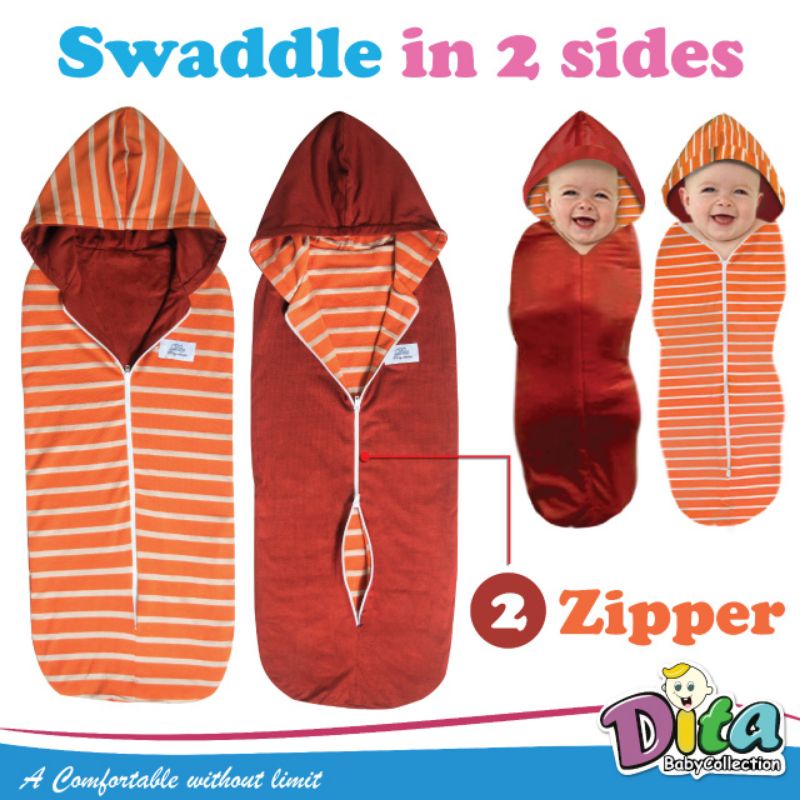 SNI bedong instan Bolak Balik salur Dita Moons Care swaddle in 2 sides Murah Bedong instan DITA