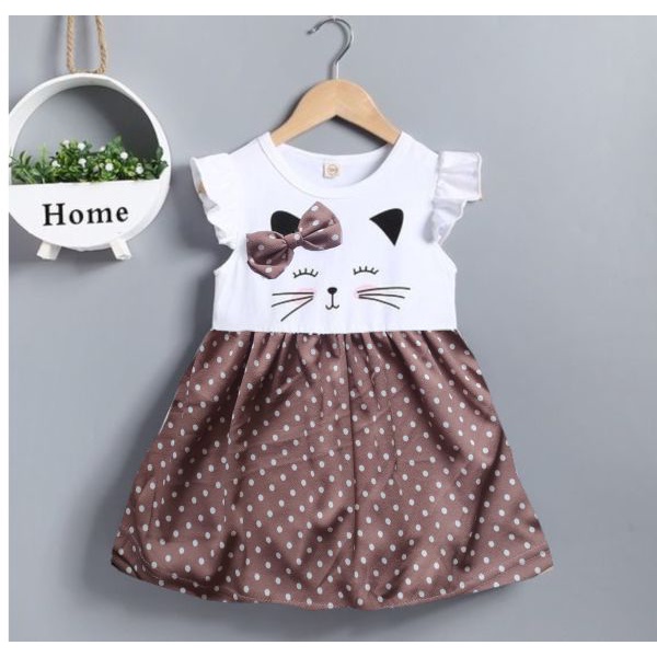 VISION ONLINEDRESS CATTY /DRESS KUCING MOTIF SALUR /ONDE/ CASUAL / HELLO KITTY / DRESS MURAH /DRESS ANAK  1 2 3 TAHUN /COD