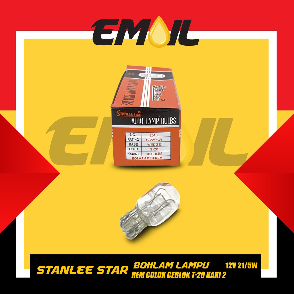 Bohlam lampu rem colok ceblok T20 12v kaki 2 21/5w stanlee star