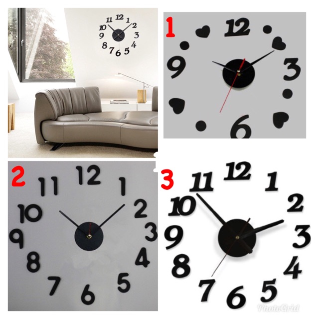 Jam dinding modern 3D tempel frameless DIY wall clock dekorasi dinding hokkyshop