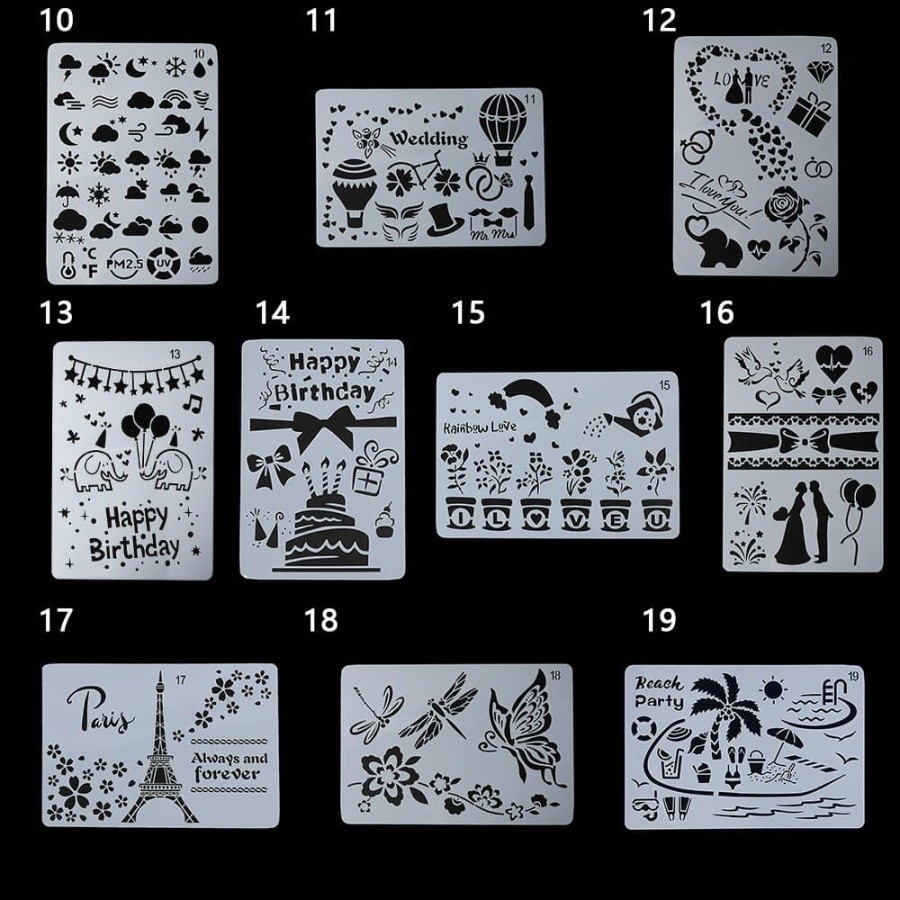 Plastic Stencil - 28 Student Painting Pattern (18x26cm)