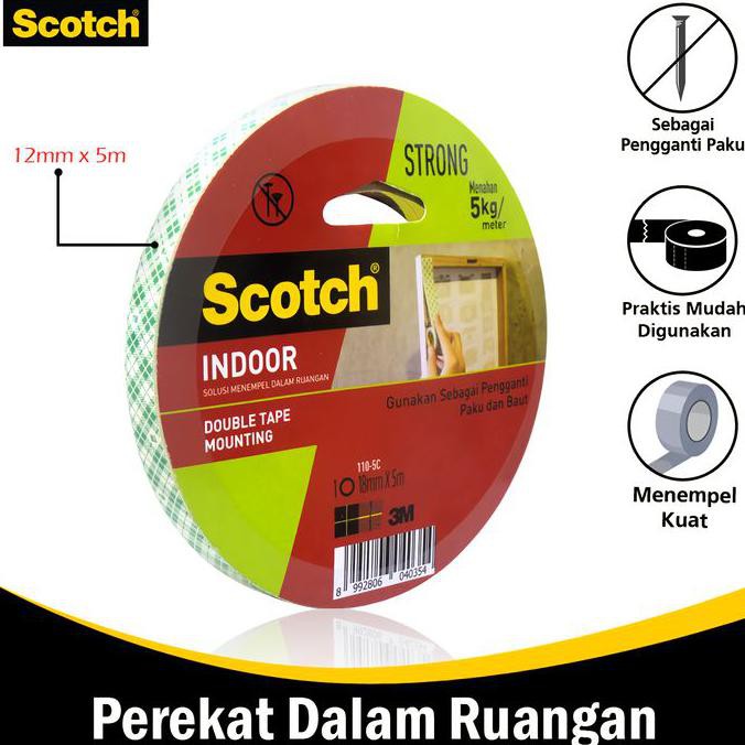 

[[BISA COD]] Mounting Double Tape Size 18 mm x 5m 3M Scotch 110-5c TERBATAS Kode 1346