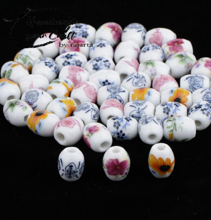 7.7 BIG SALE Ceramic Spacer Beads Porcelain Flower Charms