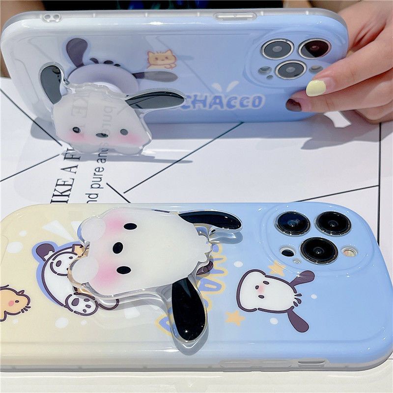 Soft Case Motif Kartun Anjing Pacha Dengan Bracket Untuk Iphone 13 12 Pro Max 11 xr xs