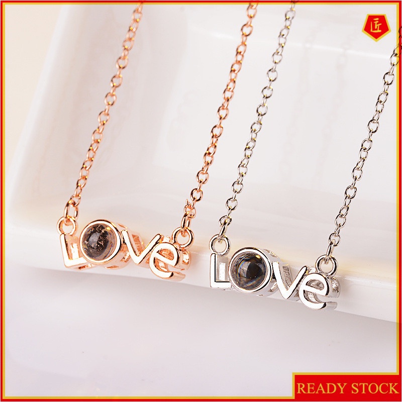 [Ready Stock]Stylish and Simple Personality Plated 925 Silver Love Necklace