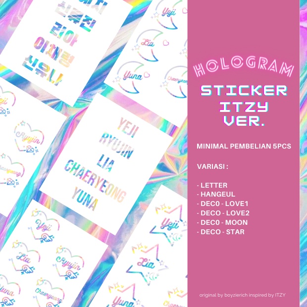 (MIN. 3PCS) STICKER ITZY HOLOGRAM DECO FANMADE STIKER HIASAN LIGHTSTICK LAPTOP HANDPHONE MURAH