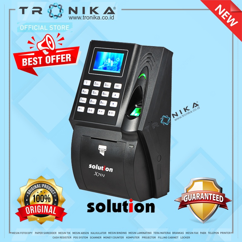 MESIN ABSENSI SIDIK JARI + PRINTER INTERNAL | SOLUTION X-701 | ORIGINAL | GARANSI RESMI